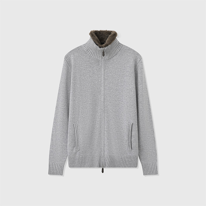 loro piana parksville cashmere wool blend stand collar full zip knit jacket